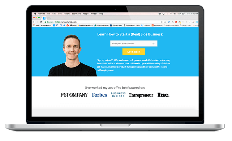 Start a blog ryrob homepage on macbook image