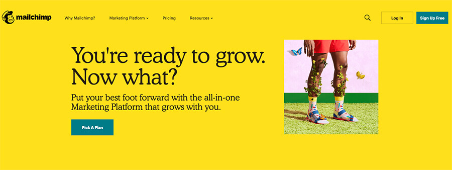 Mailchimp Comparison and Features Homepage Example