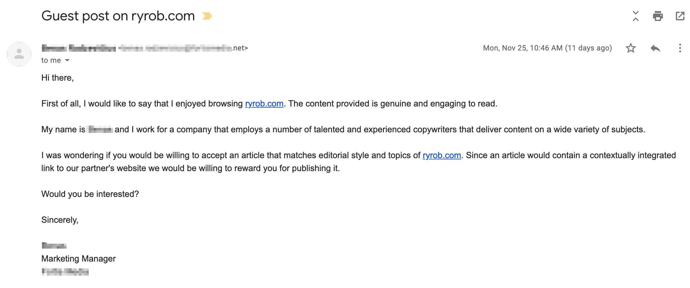 Bad Outreach Email Example Teardown