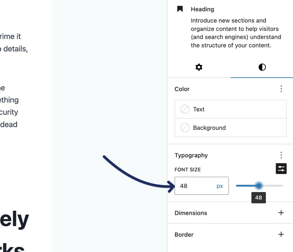 Changing font size in the WordPress block editor