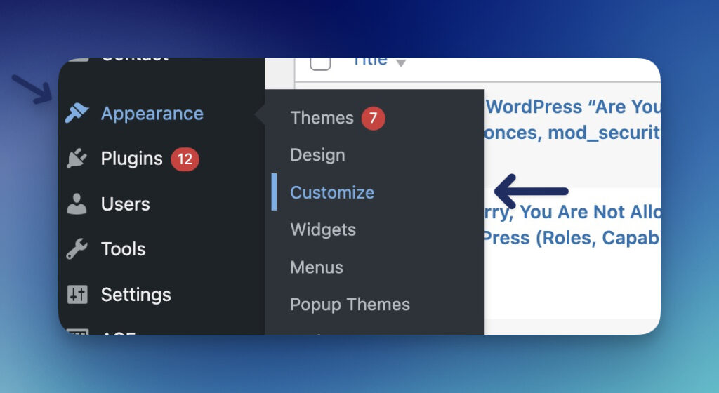 Customizing theme in WordPress