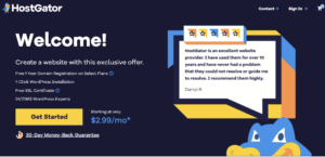 Hostgator landing page