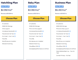 Hostgator pricing plans - comparison