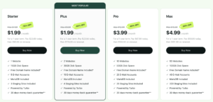 Hosting pricing plans comparison