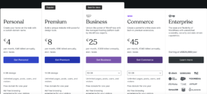 WordPress pricing plans