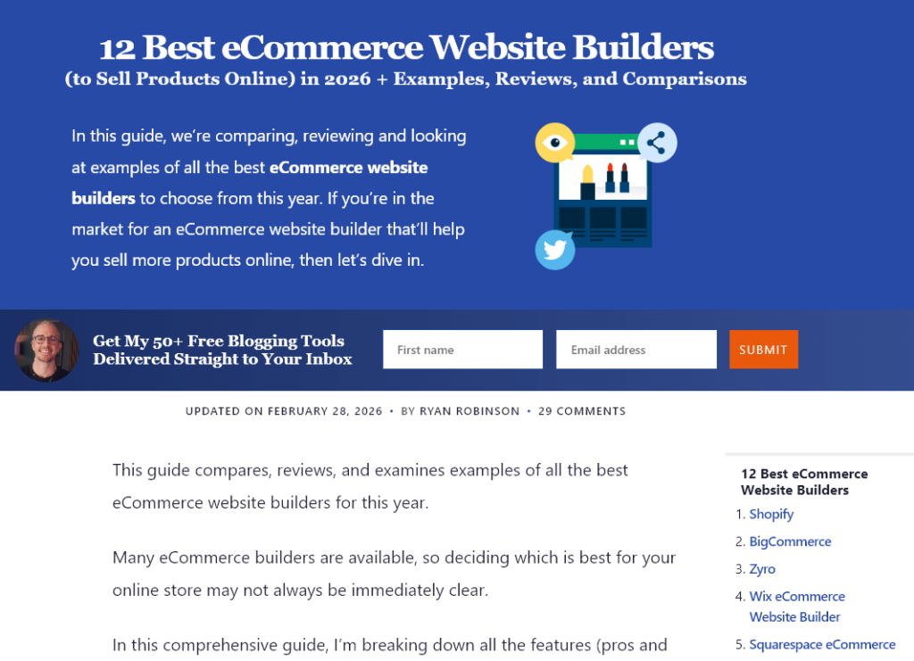Screenshot (Example) of How to Structure the Formatting and Layout of a Blog Post