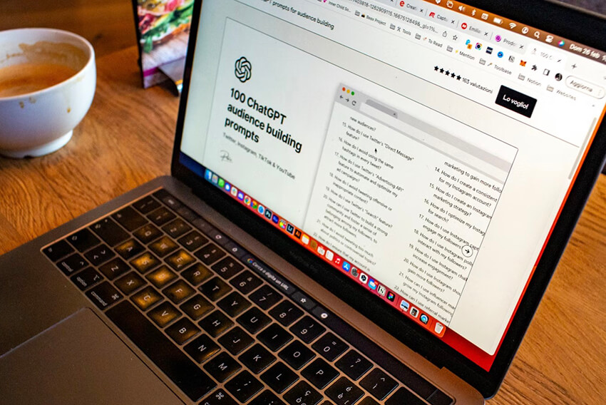 ChatGPT Prompts for Bloggers (Screenshot of Prompts on Screen)