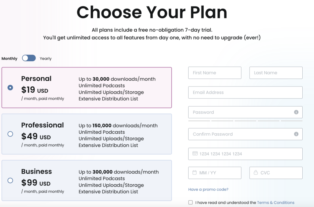 Best Podcast Hosting Platforms - Captivate Pricing