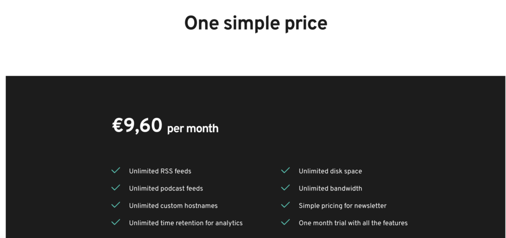 Best Podcast Hosting Platforms - FeedPress Pricing