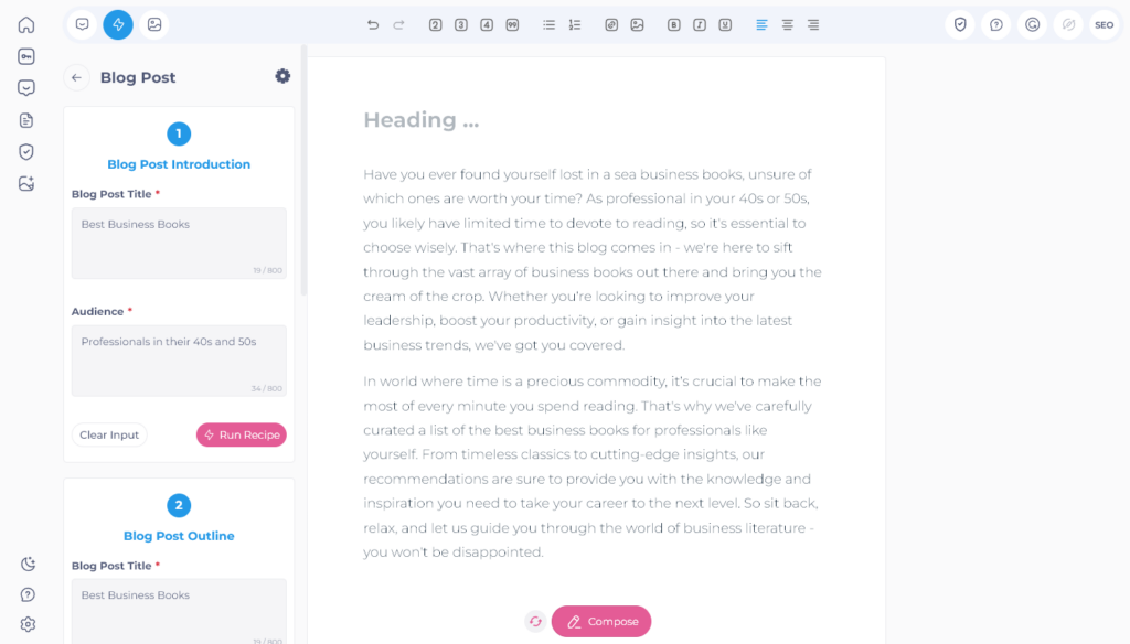 An example blog post introduction from INK, on Best Business Books