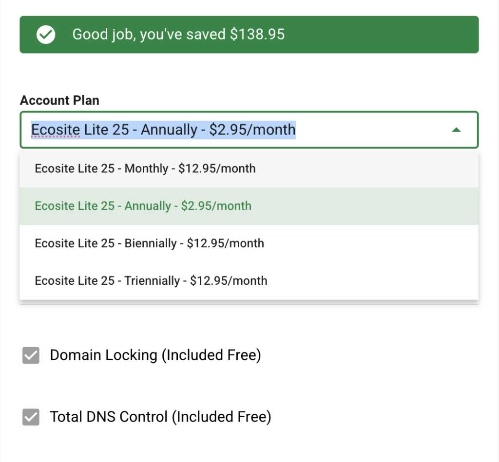 GreenGeeks Monthly Hosting Pricing