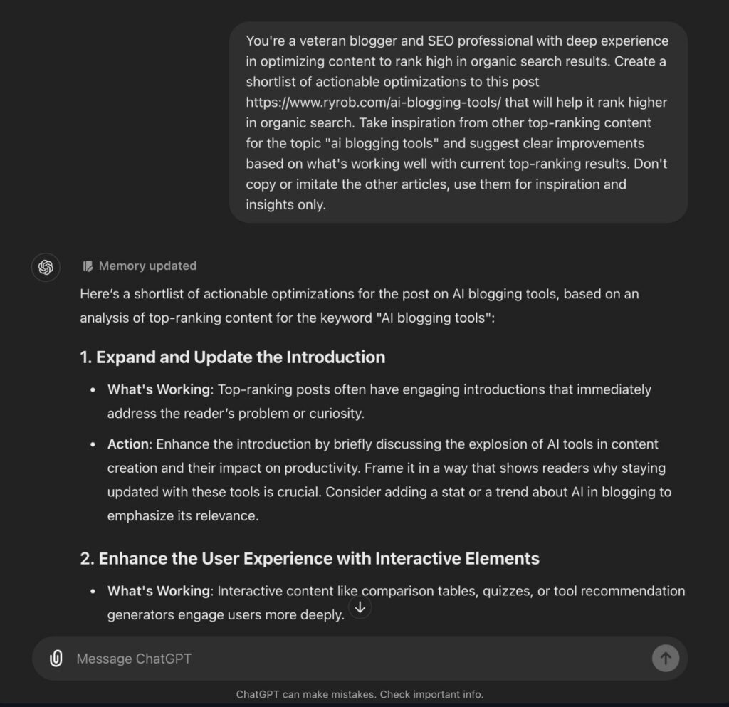 ChatGPT Prompt to SEO Optimize an Article