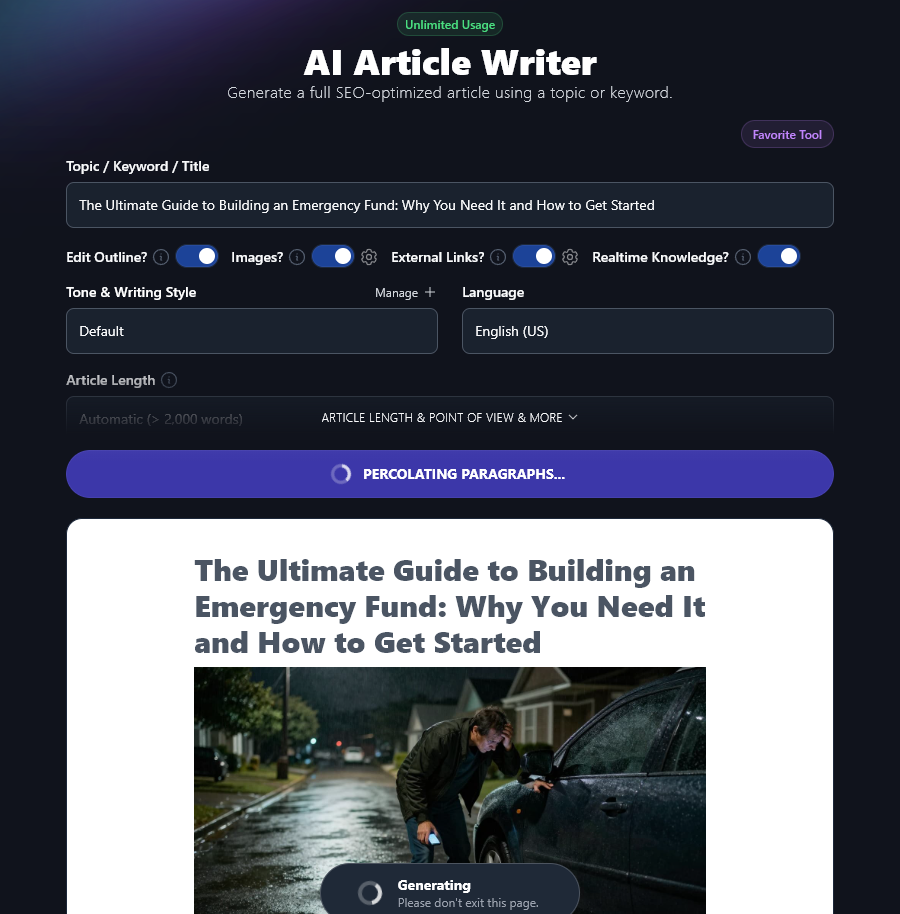 Writing a blog post with the powerful AI Article Writer in RightBlogger