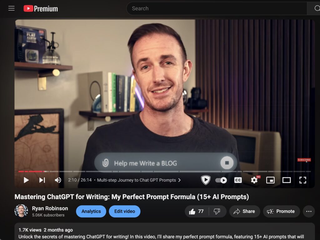 Long-Form Video Example (Ryan Robinson YouTube)