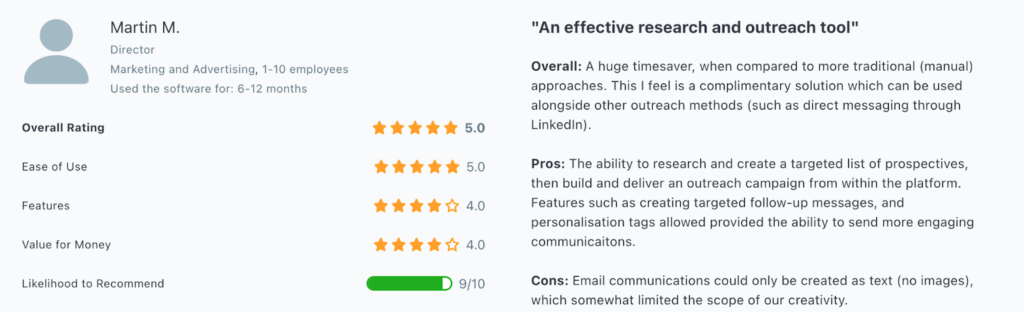 Hunter Reviews (Example of Positive Review)