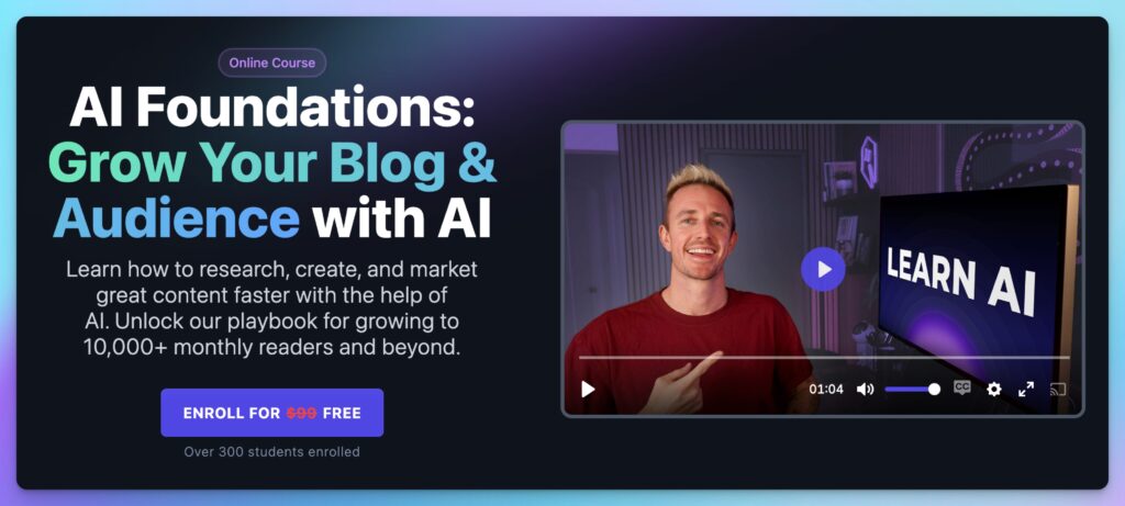 Free AI Content Marketing Course with Ryan Robinson (ryrob and RightBlogger)
