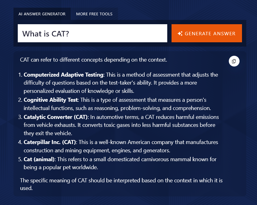 Using the AI Answer Generator With an Ambiguous Question