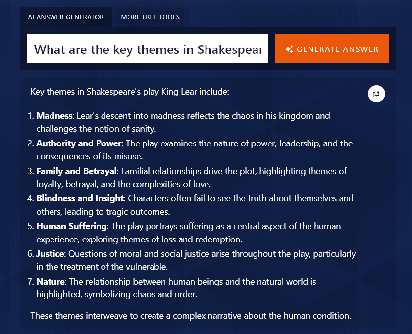 Generating an Answer from the AI Answer Generator Tool