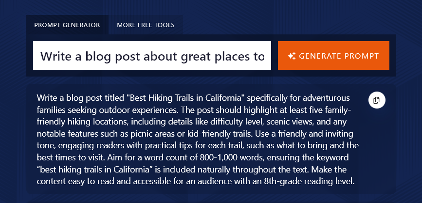 Adding Details About Your Audience for the AI Prompt Generator