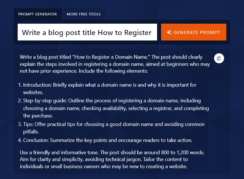 Generating a Much More Detailed Prompt Using the AI Prompt Generator