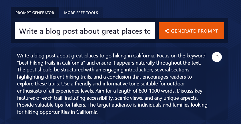 Getting the AI Prompt Generator to Include Keywords in the Generated Prompt