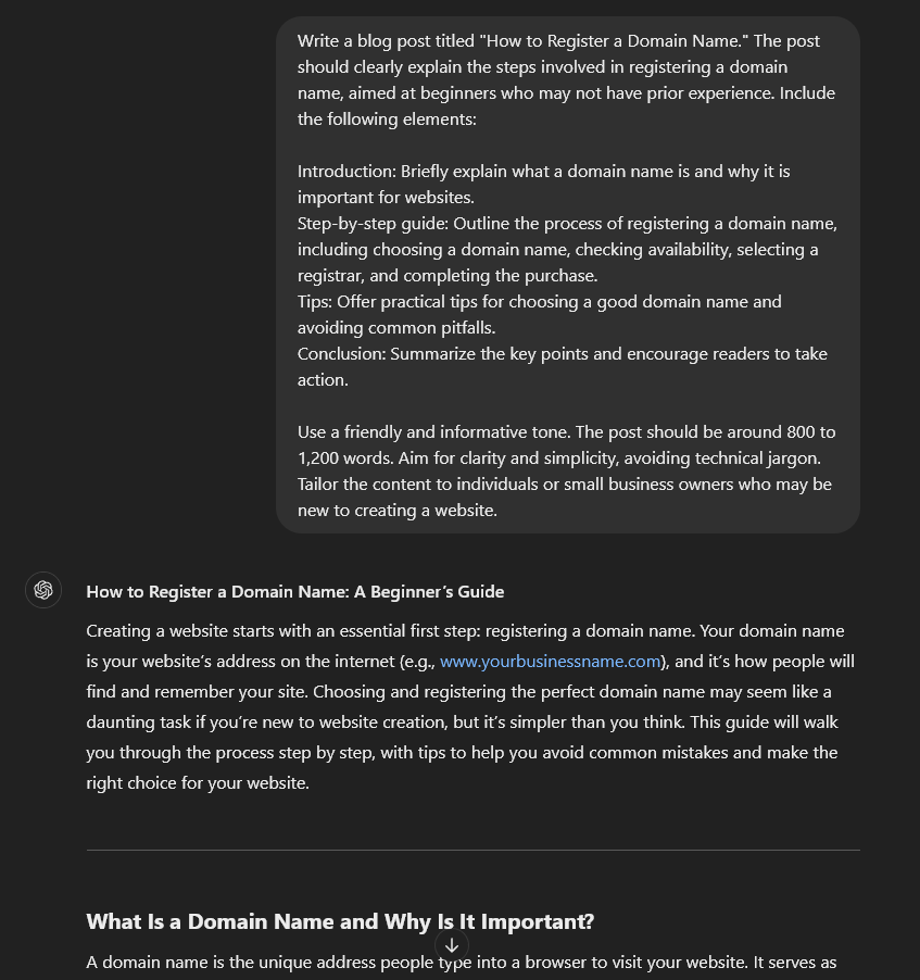 Using Your Detailed Prompt from the AI Prompt Generator in ChatGPT