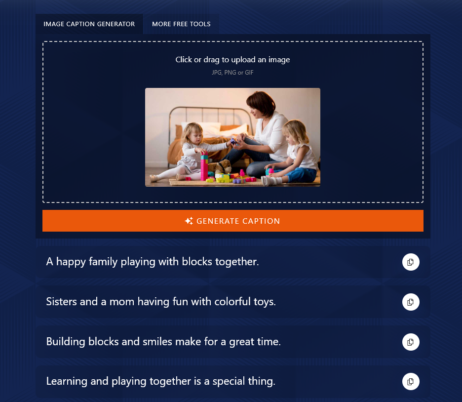 Choosing an Image Caption With Your Keyword In (Captions Produced by the Image Caption AI Tool)