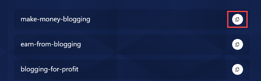 Copying a Permalink from the Generated List of Permalink Ideas