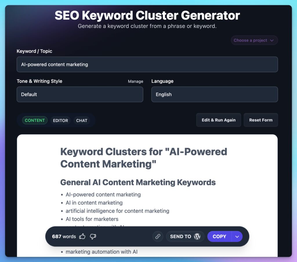 AI SEO Keyword Cluster Generator Tool (Free)