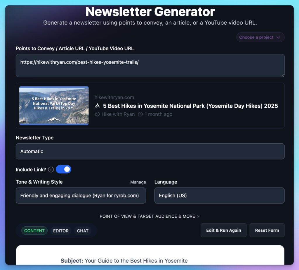 Email Newsletter Generator to Promote Your Content with AI