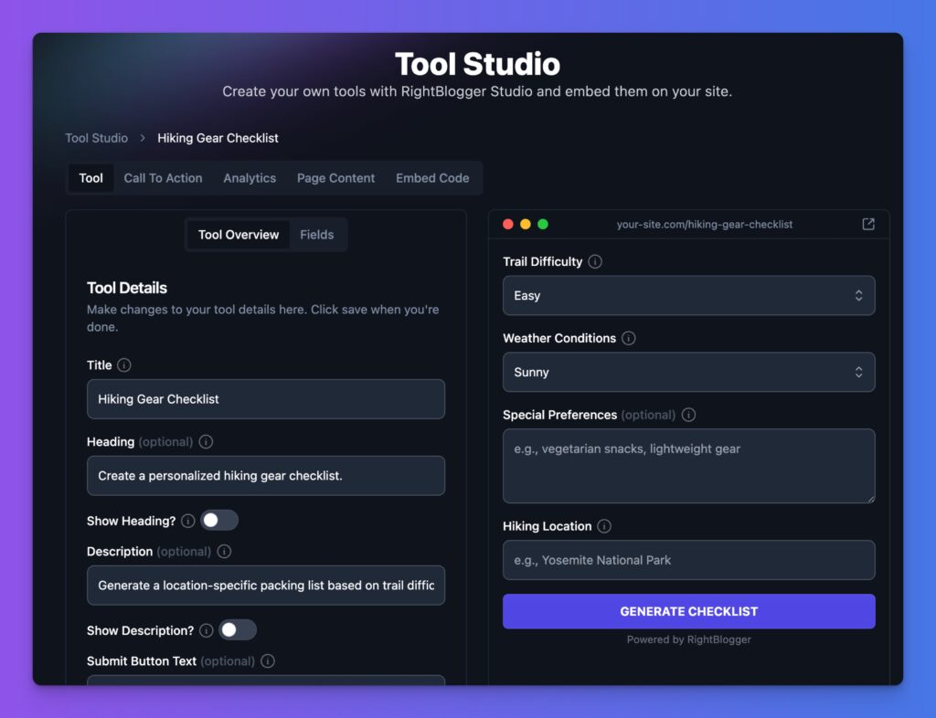 Example of How to Embed an AI Tool on Your Website (Screenshot of Tool)