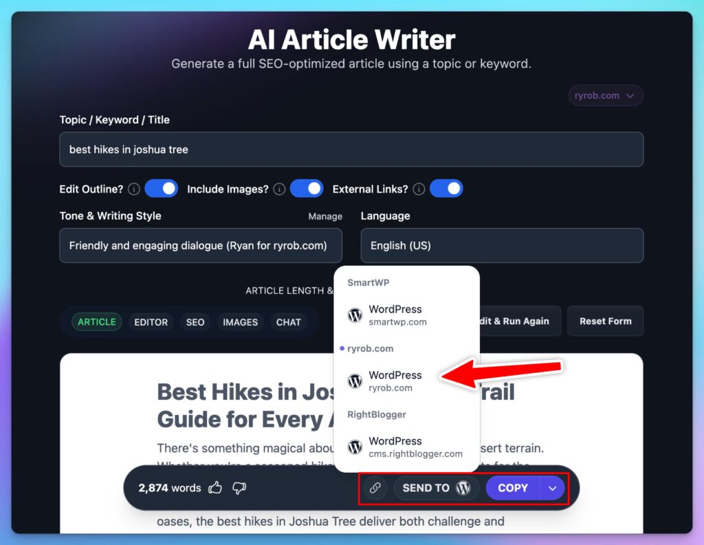 Sharing AI Blog Content to WordPress (Screen Shot) Tutorial