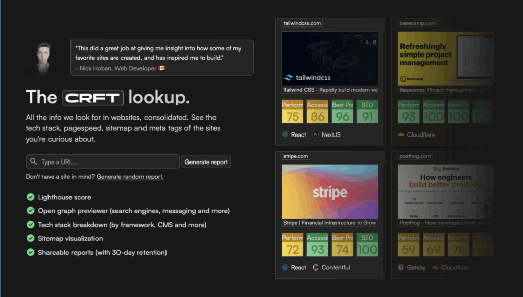 CRFT Lookup Technology Profiling and Performance Testing Tool (Screenshot)