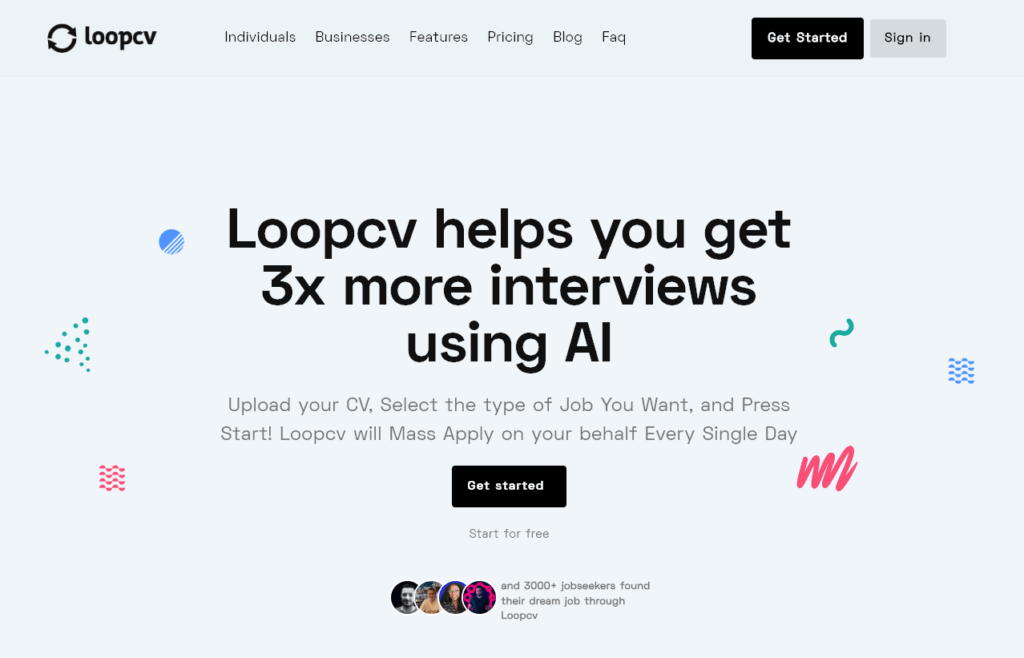 LoopCV Homepage (Eighth Free Blog Review)