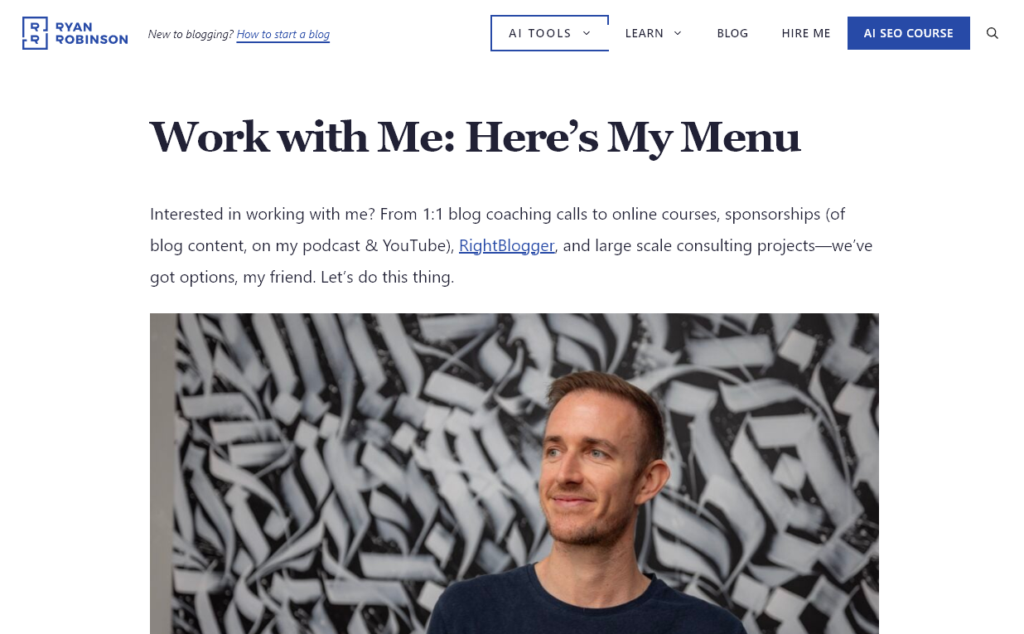 An example contact page (Ryan's contact page).