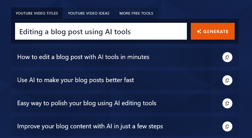 Creating a List of Potential Video Titles with the AI Video Title Generator Tool