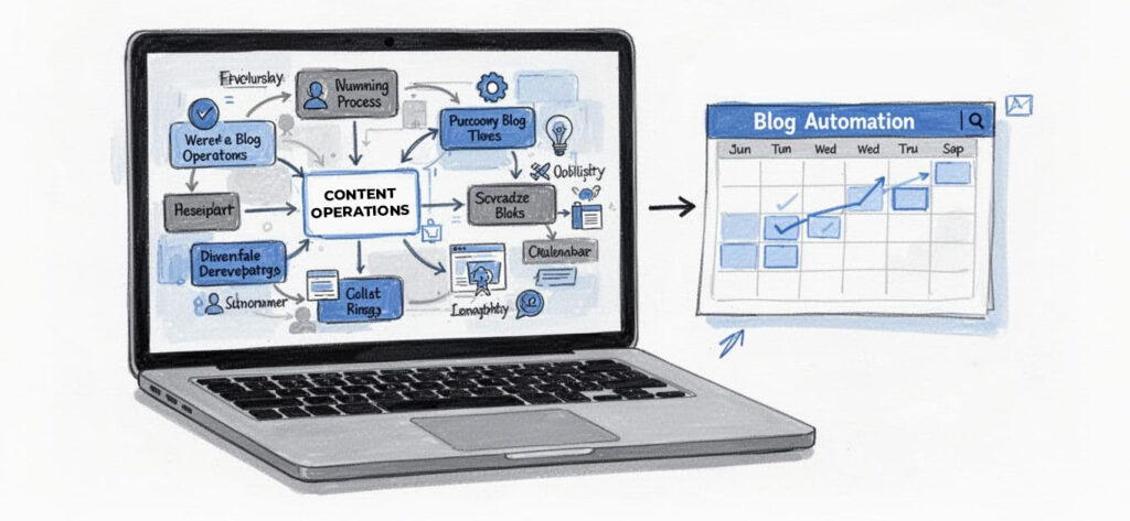 Blog Automation Tools Illustration (Comparing Blogging Manually with Automation Systems and Tools Visual Graphic)